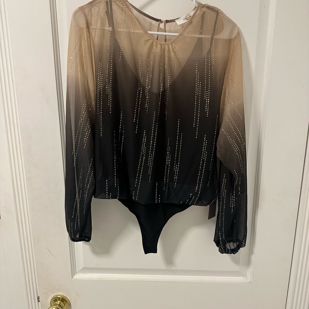 Elegant Black and Tan Women's Top